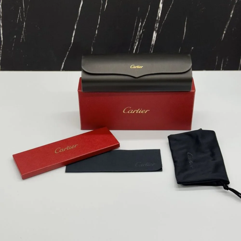 NEW CARTIER SUNGLASSES, ROUND BLACK GREEN EYEWEAR CARTIER CT0010S 004